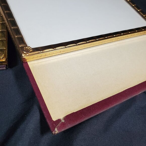 Pair VTG Gold Tone Picture Frames Hollywood Regency Decor Velvet Back MCM Crown - Picture 10 of 12